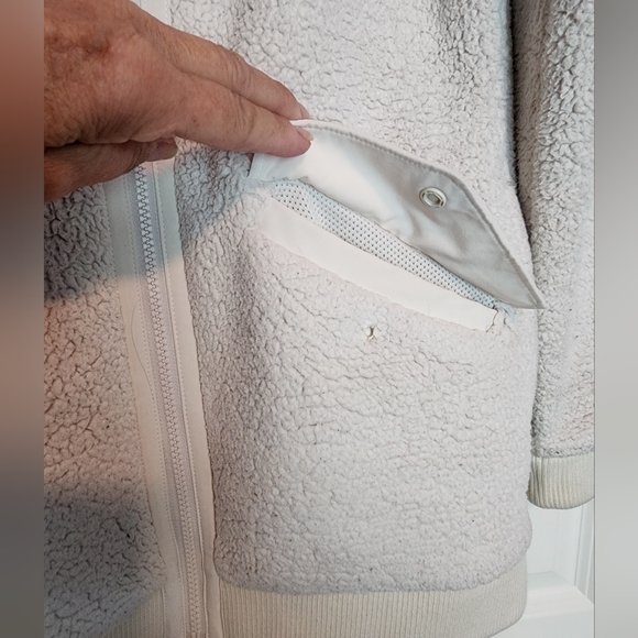 The North Face Jacket Campshire Hooded Fleece Sherpa Jacket Cream Small Petite - Picture 4 of 8